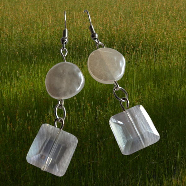 Crystal and pearl earrings