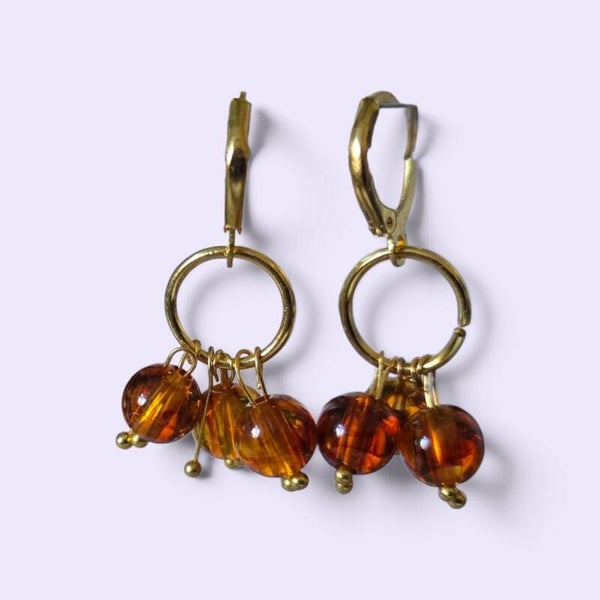 Amber beaded earrings