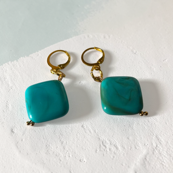 Turquoise beaded simple earrings