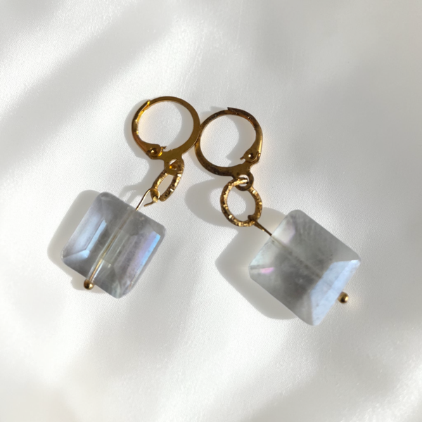Gold toned earrings with crystal beads
