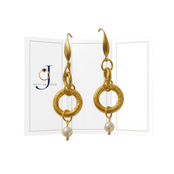Gold and pearl accented drop earrings