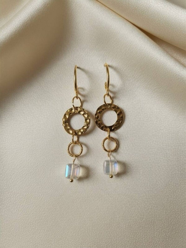 Gold toned earrings with crystal beads