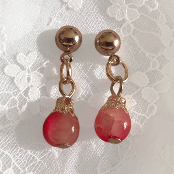 Pink glass beaded earrings