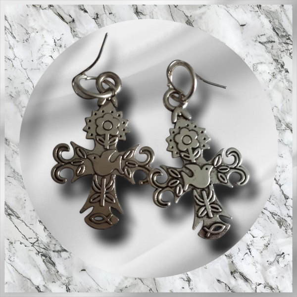 Silver Cross earrings