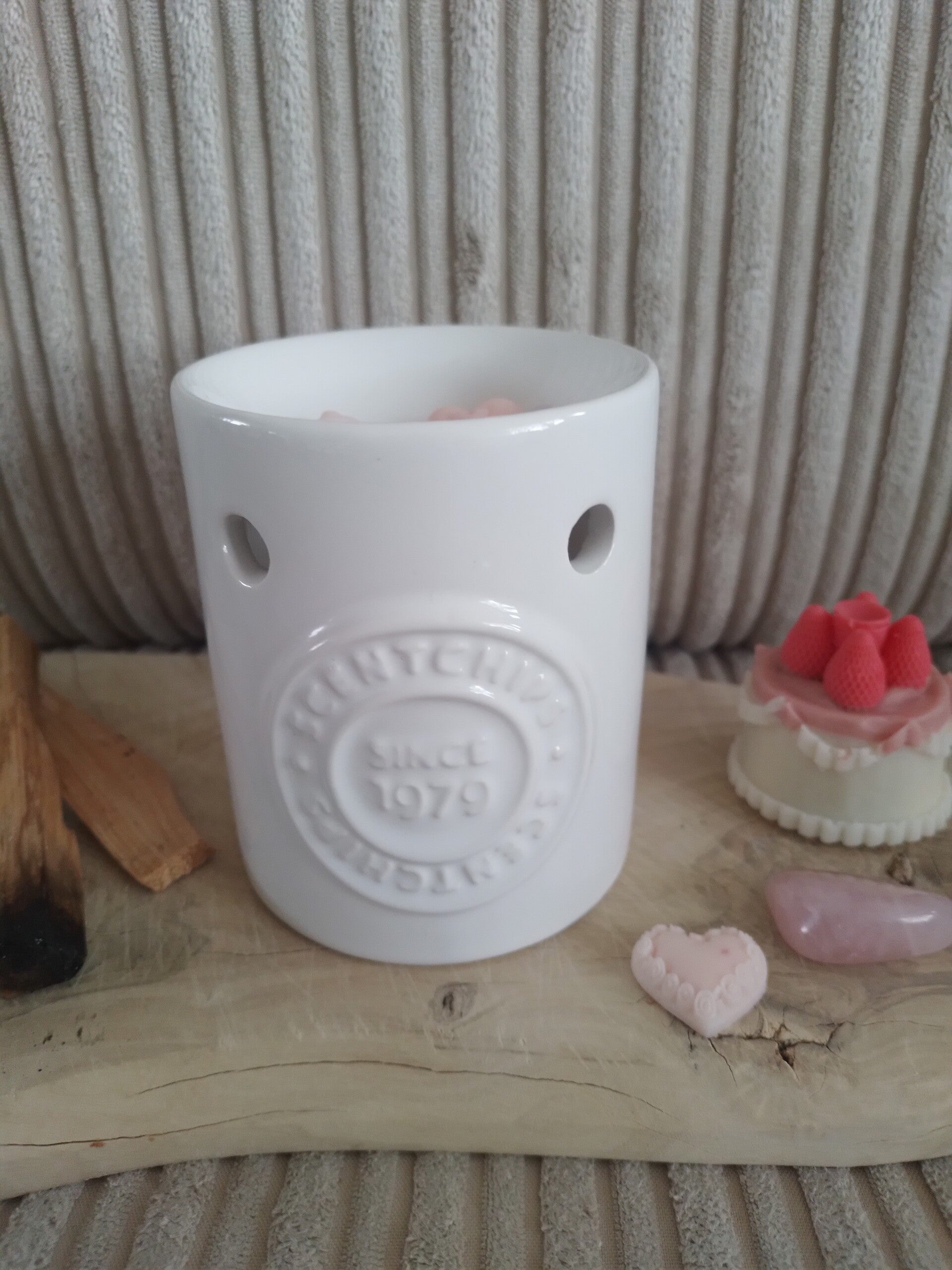 Elegante Geurbrander "Floral Relief" – Helder Wit