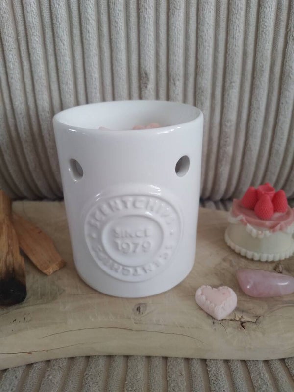 Elegante Geurbrander "Floral Relief" – Helder Wit