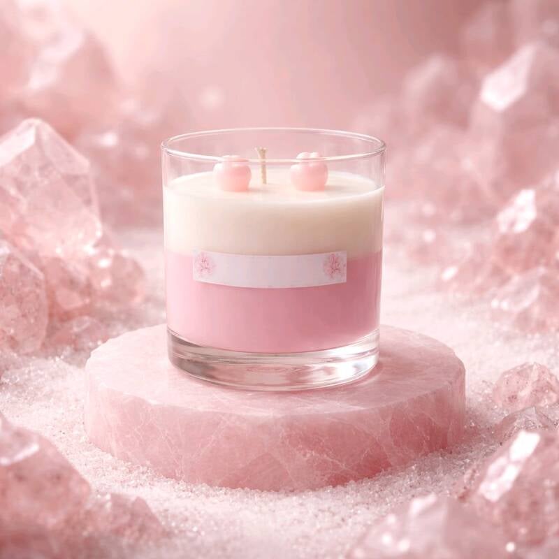 Handgemaakte roze soja geurkaars Bloesemkus Besje van YourCandle