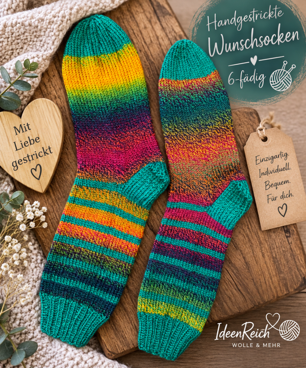Handgestrickte Wunschsocken - 6-fädig