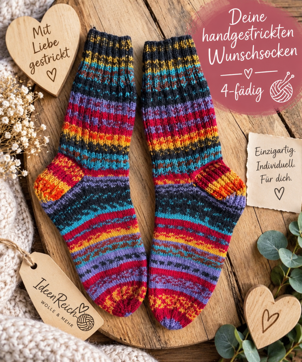 Handgestrickte Wunschsocken - 4-fädig