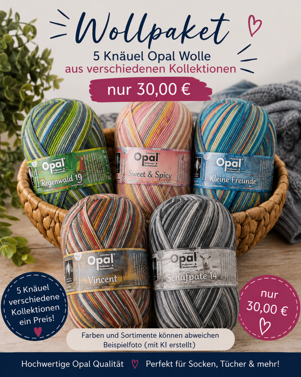 Opal Wollpaket - 5 x 100g zum Angebotspreis
