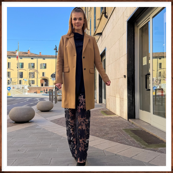 Cappotto lungo beige scuro