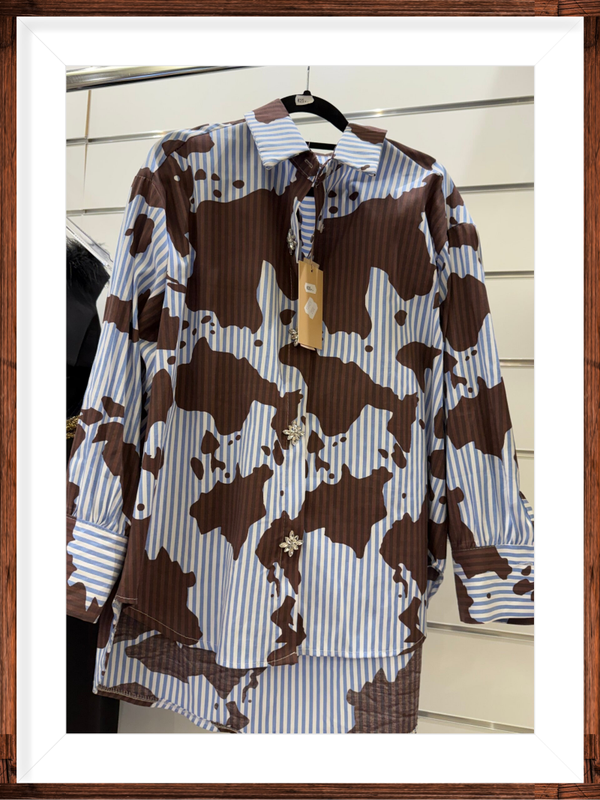 Camicia marrone azzurro