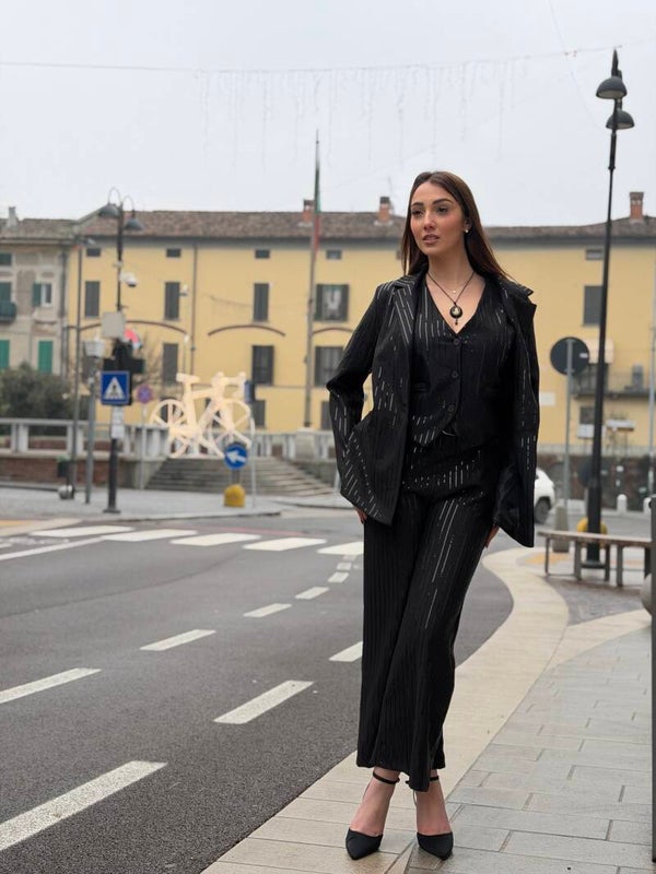 Completo Brillantinato nero con gilet