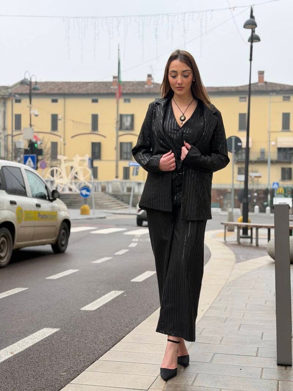 Completo Brillantinato nero Senza gilet