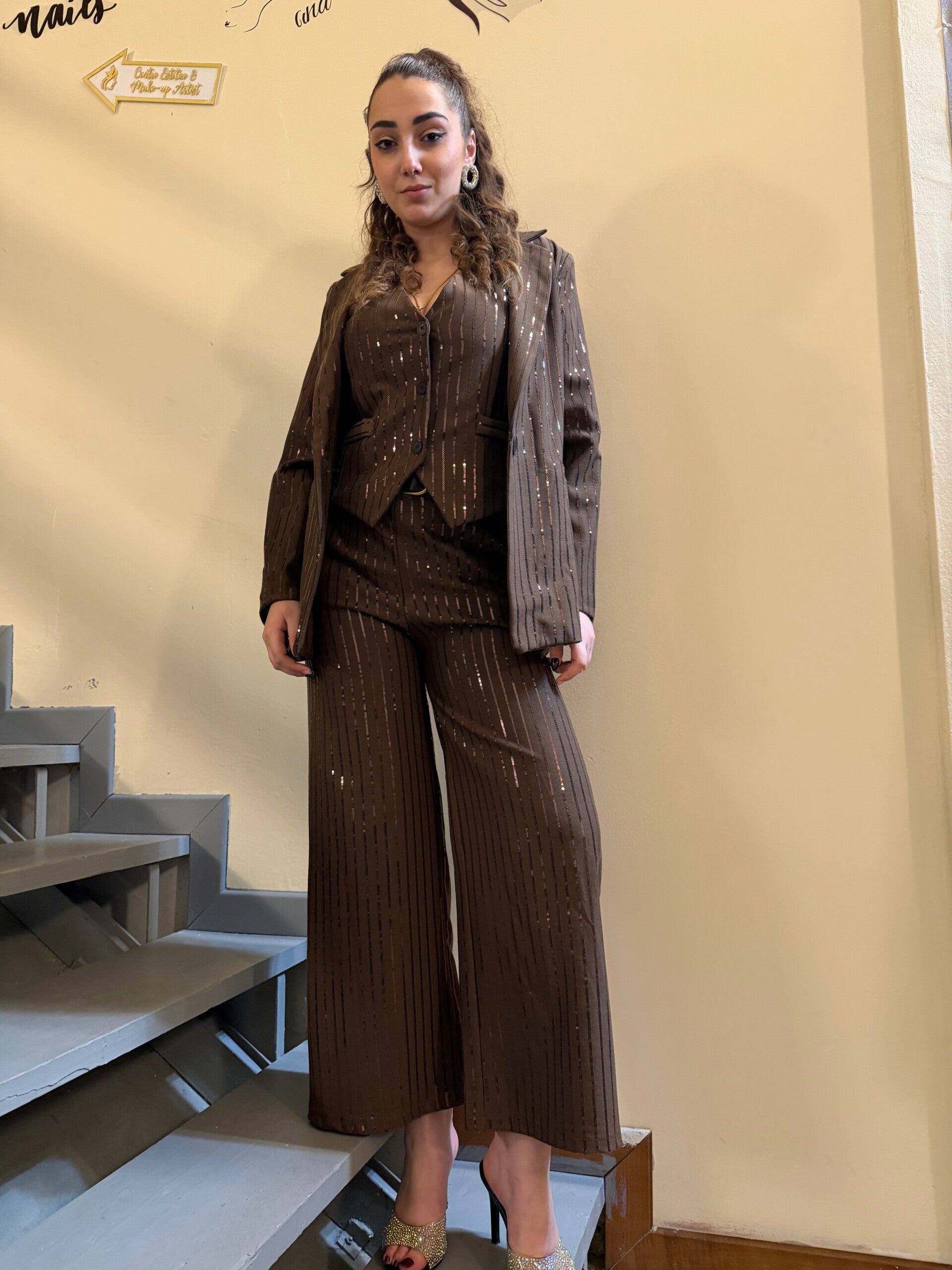 Completo Brillantinato marrone