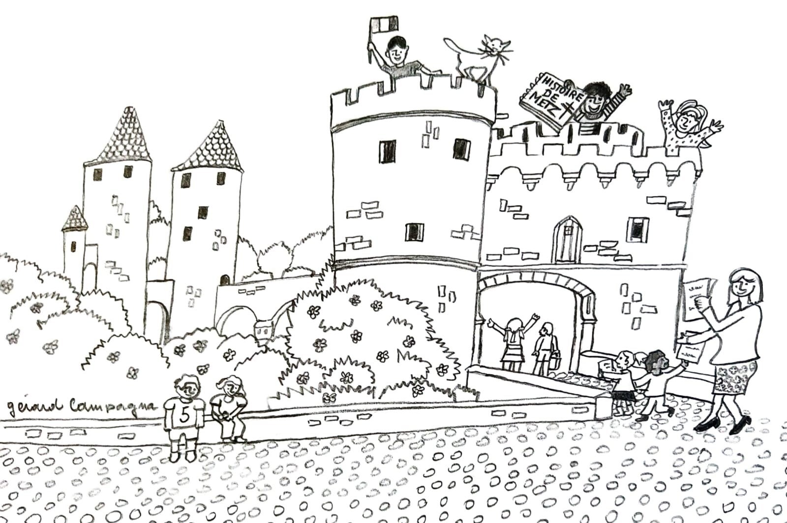 Metz - Sortie de classe à la Porte des Allemands