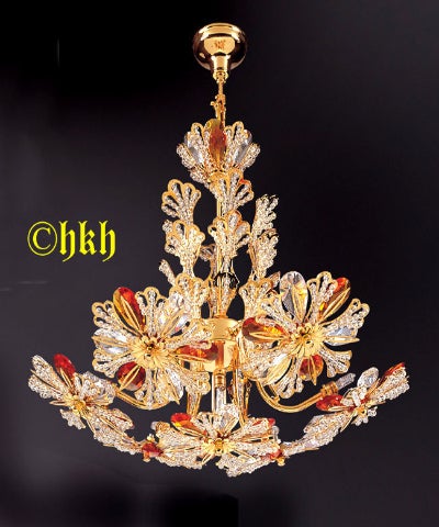 Kristallen Kroonluchter met gekleurd kristal van Schonbern-Crystal  nr 1