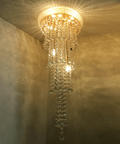 Spiraal-lamp kleur goud met ballen Swarovski-kristal nr  1