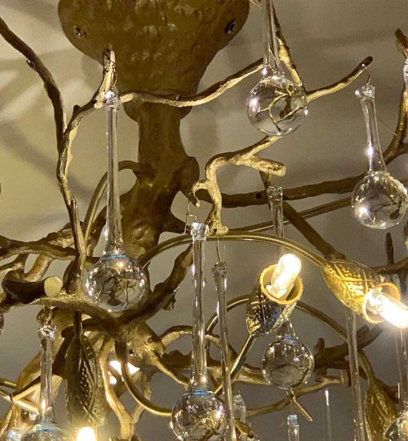 Nr B-13  Bronzen   Boomstam   Plafonierre  Three  Lamp  - Isabelle  No 3