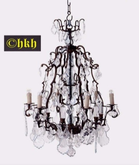 Nr 74 - Franse  Kroonluchter  6 arms Antique Finish No 1