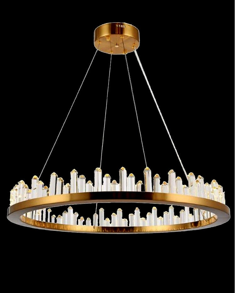 Nr B-25   Manhattan, Modern Crystal-Rods-Ring Chandelier - Antique Polished Gold  no 1
