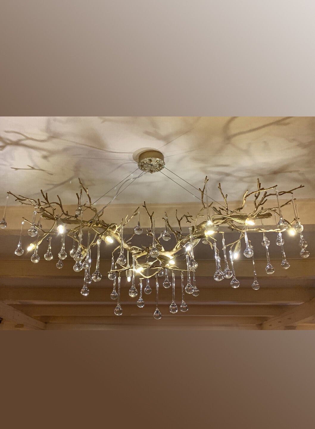 Nr B-11  Bronze  Boomstam  Kroonluchter  Three Lamp - Antoinette No 1