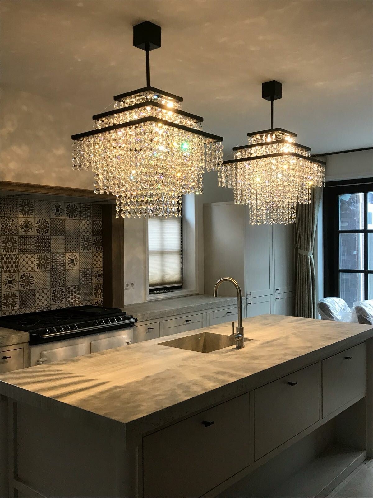 Nr 105 - Vierkanten Moderne Kroonluchter met Swarovski-Crystal No 1