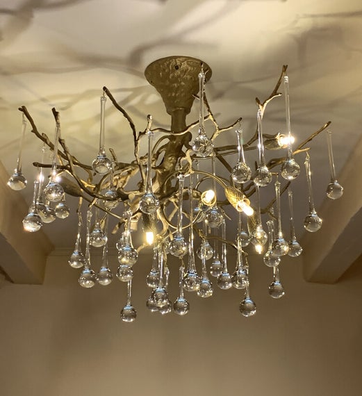 Nr B-13 Bronzen Boomstam Plafonierre Three Lamp - Isabelle No 7