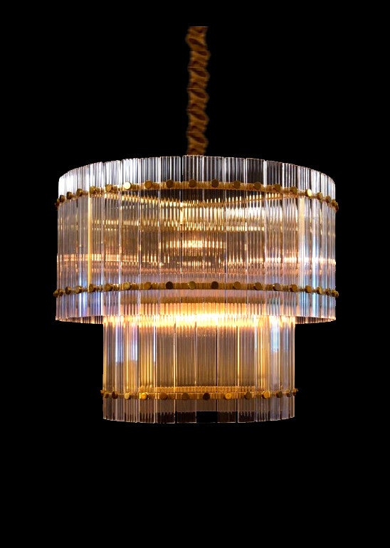 Nr A-10   Kristallen  kroonluchter  strak-ribbel-staaf No 1