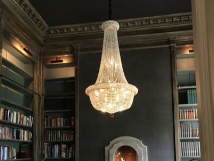 Kristallen Zakkroonluster verlengde versie H140cm met Swarovski-Crystal kristallenlusters.be.