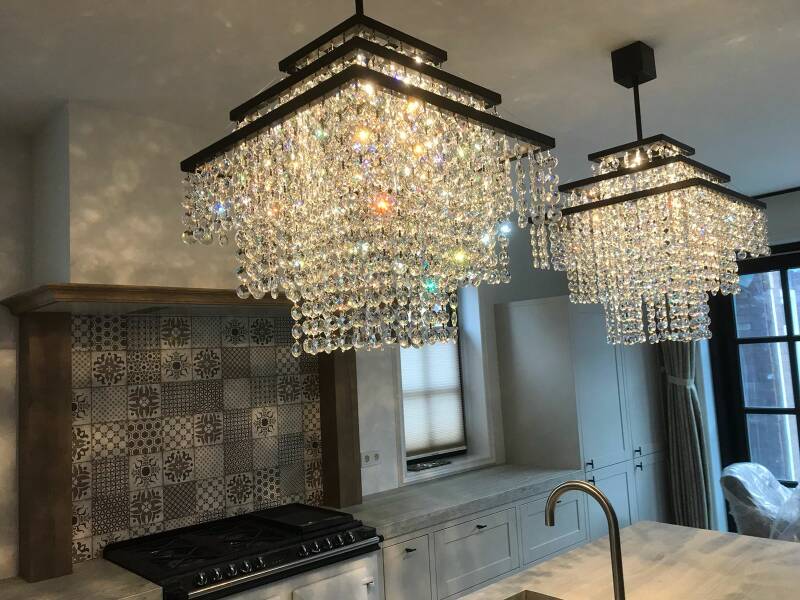 Nr 105 - Vierkanten Moderne Kroonluchter met Swarovski-Crystal No 5