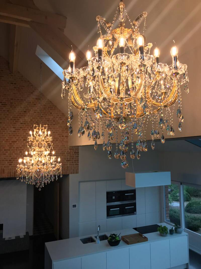 Nr 38  Maria Theresia kristallen luster Gold-color 13 light met Swarovski-kristal nr 3