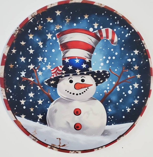 PATRIOTIC SNOWMAN #QE12 - SIGN ONLY