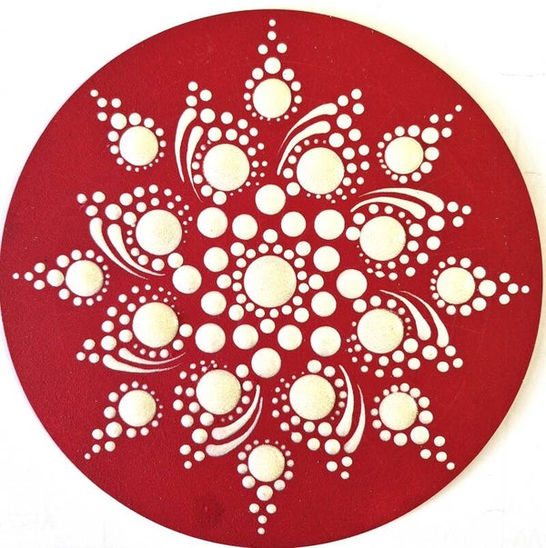CHRISTMAS RED ORNAMENT #202 - PRINTED PATTERN