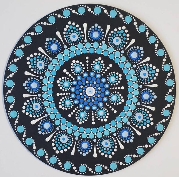 WAVY BLUES MANDALA #180 - Printed Pattern