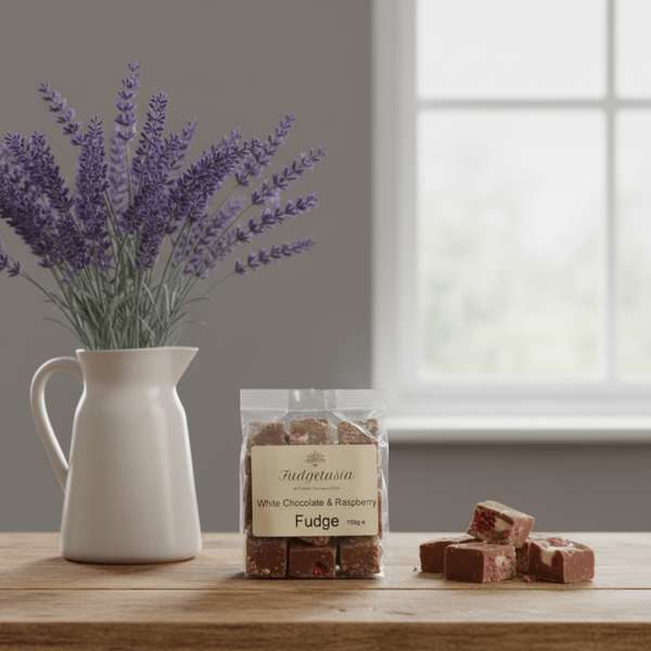 White Chocolate & Raspberry Fudge 150g Bag
