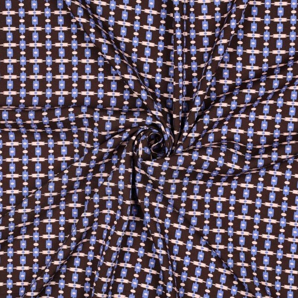 Viscose (lenzing ecovero) retro bruin blauw