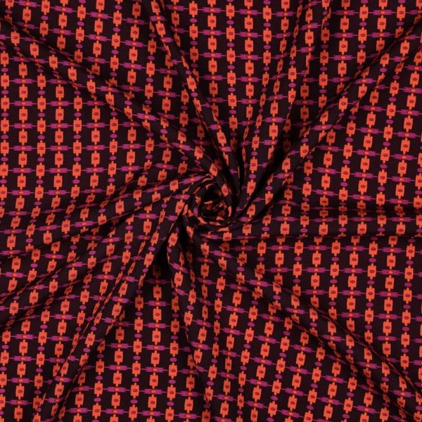 Viscose (lenzing ecovero) retro paars oranje