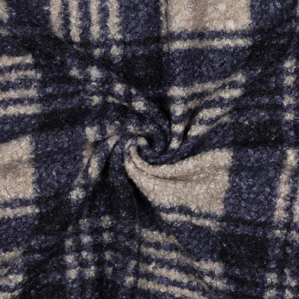 Bouclé ruiten marine