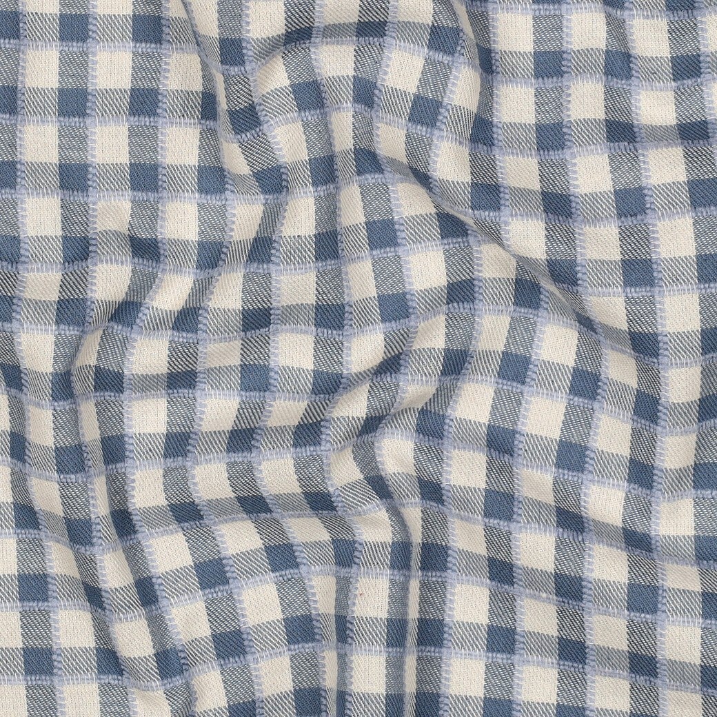 Katoen garengeverfde ruiten klein blauw