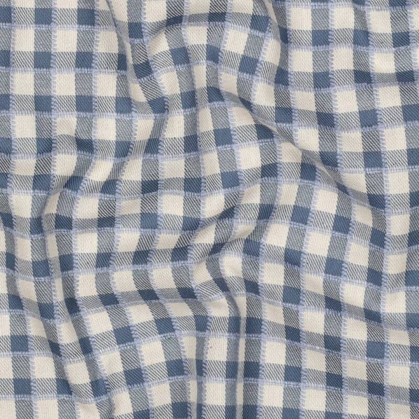 Katoen garengeverfde ruiten klein blauw