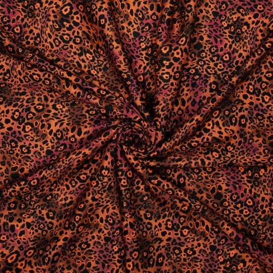 Viscose dierenprint bruin/oranje