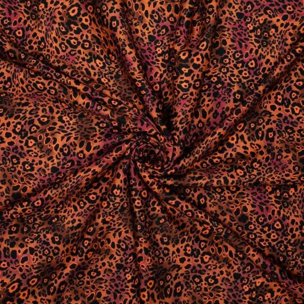 Viscose dierenprint bruin/oranje