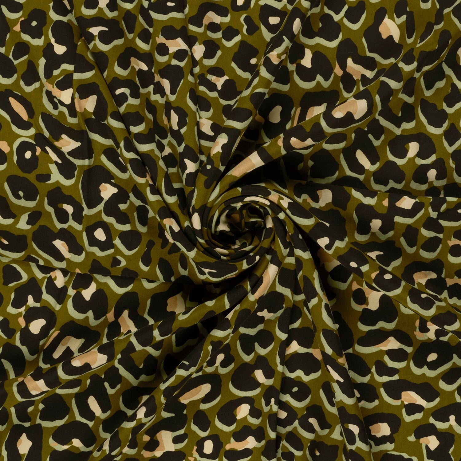 Viscose Poplin Luipaard Kaki