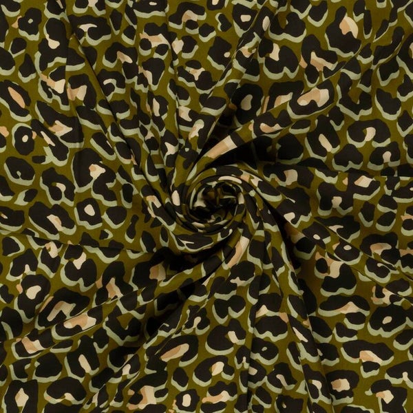 Viscose Poplin Luipaard Kaki