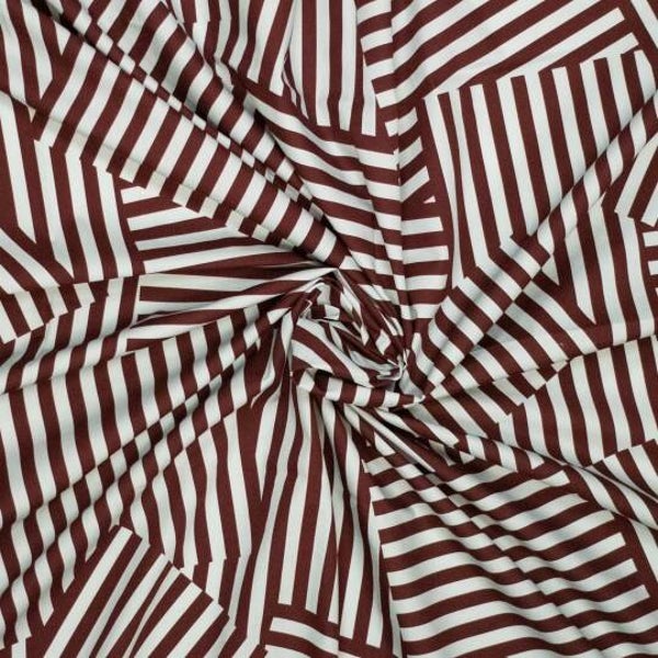 Katoen poplin Patch Stripes Bruin