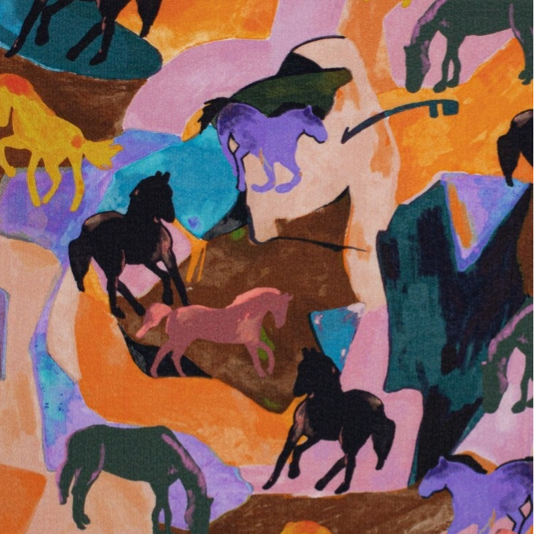 Poly-crepe wild horses cool