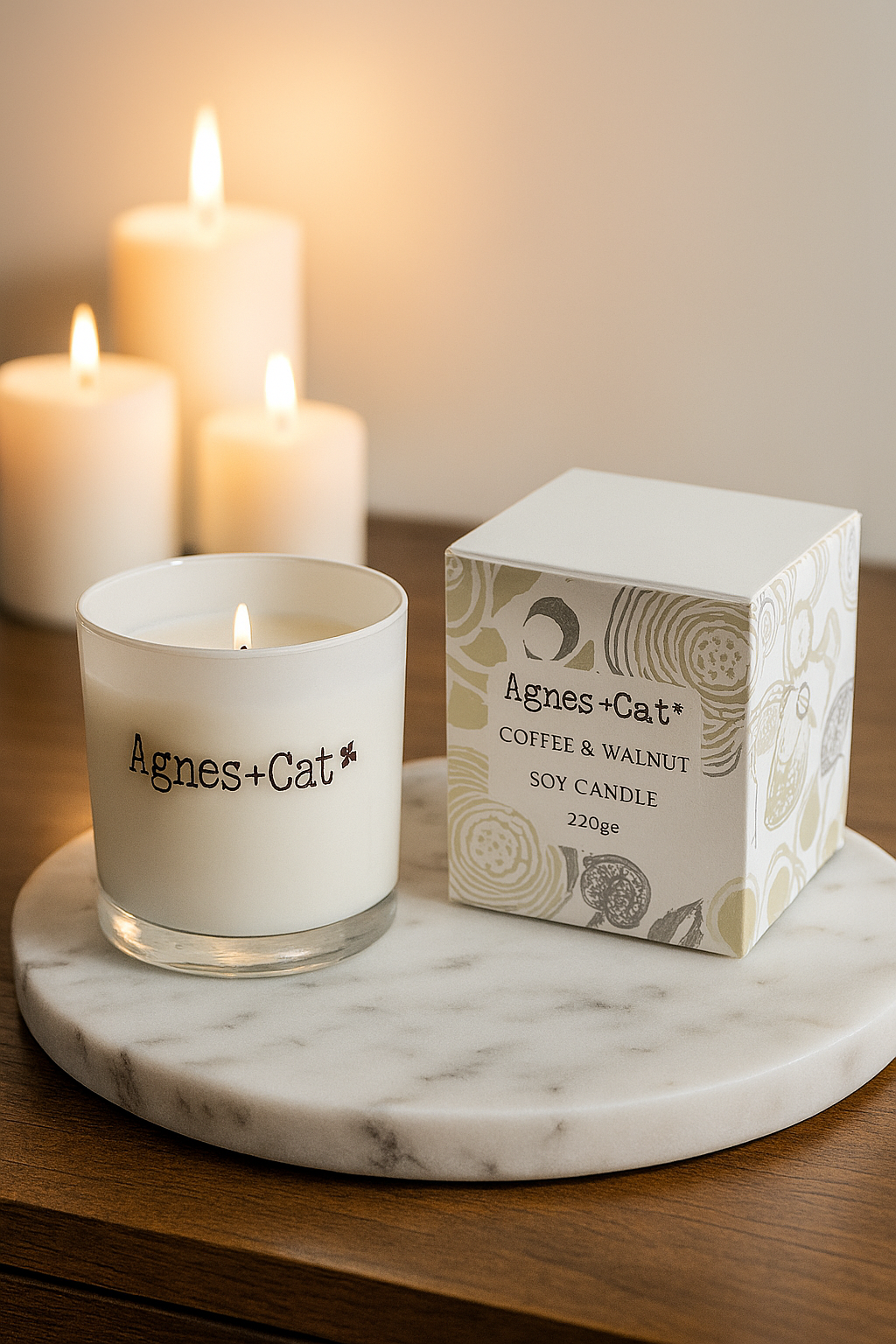 200 g Sojawas Geurkaars in Geschenkdoos – Coffee & Walnut ☕🌰🕯️