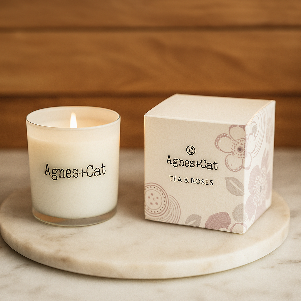 200 g Sojawas Geurkaars in Geschenkdoos – Thee & Rozen 🍵🌹🕯️