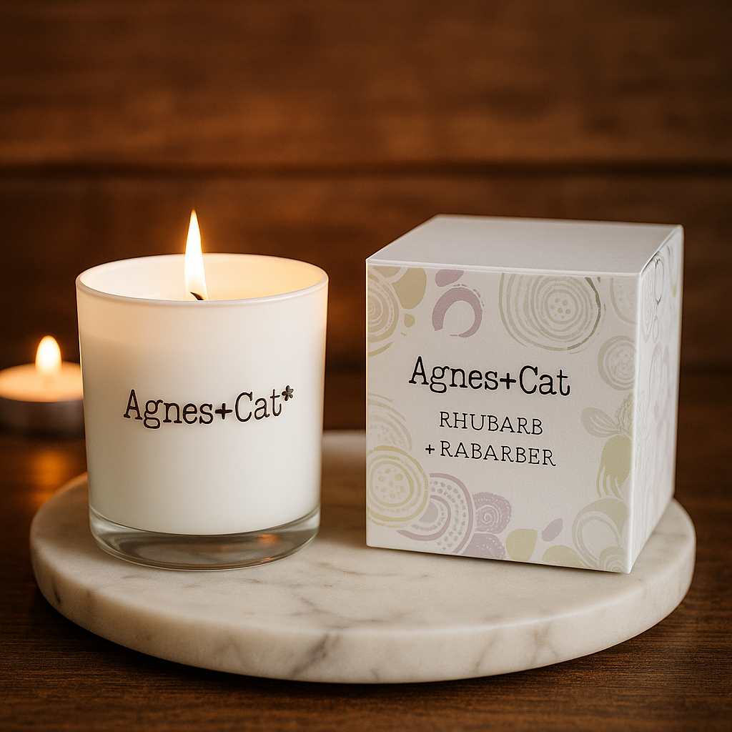 200 g Sojawas Geurkaars in Geschenkdoos – Rabarber 🌱🕯️